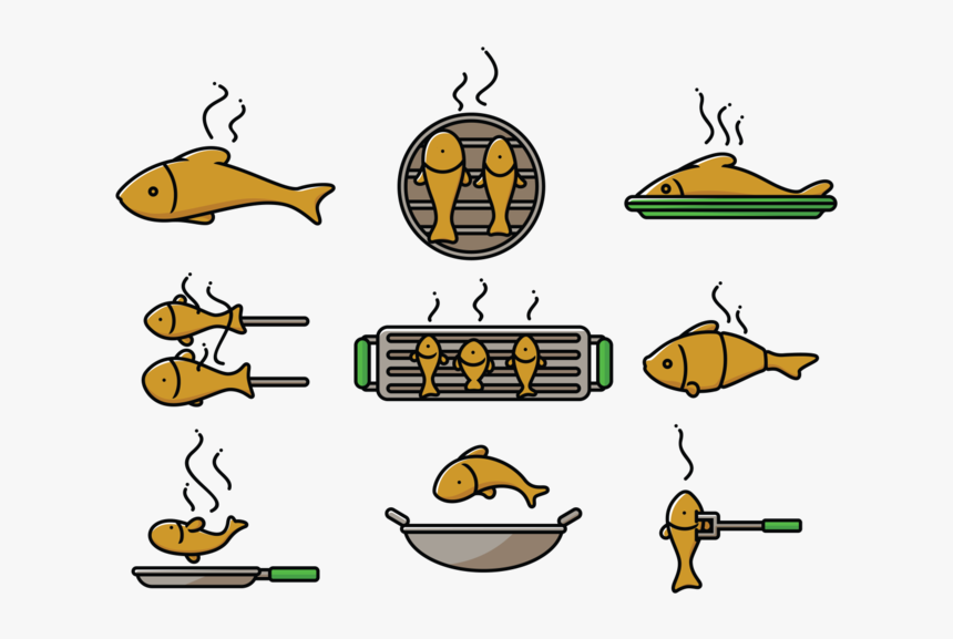 Fish Fry Icons Vector, HD Png Download