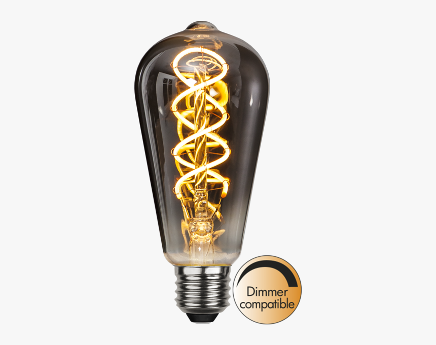 Led Lamp E27 St64 Decoled Spiral Smoke - Led Lamp Smoke Glass, HD Png Download