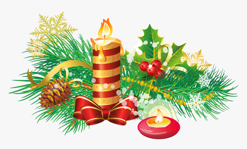 Christmas Decoration Candle Clip Art - Transparent Background Christmas Candle Png, Png Download