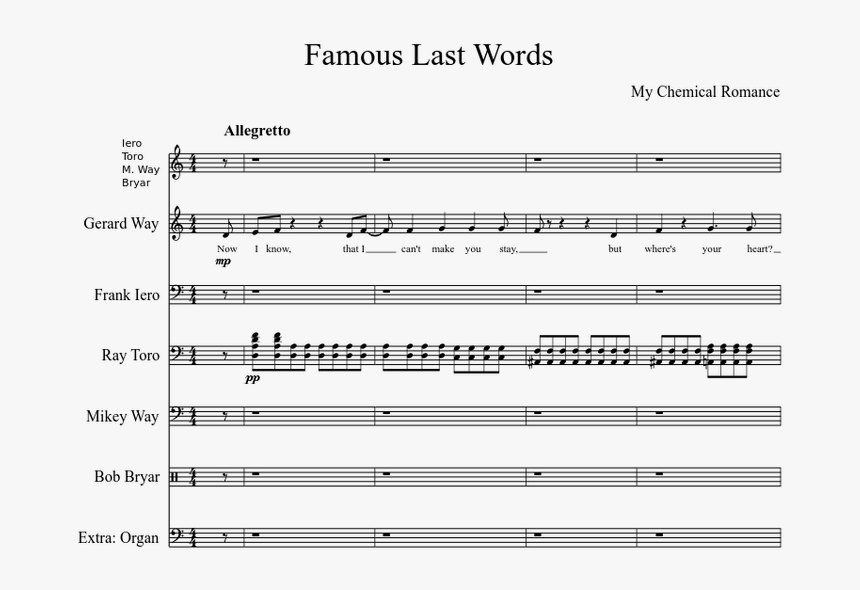 Famous Last Words Drum Sheet, HD Png Download