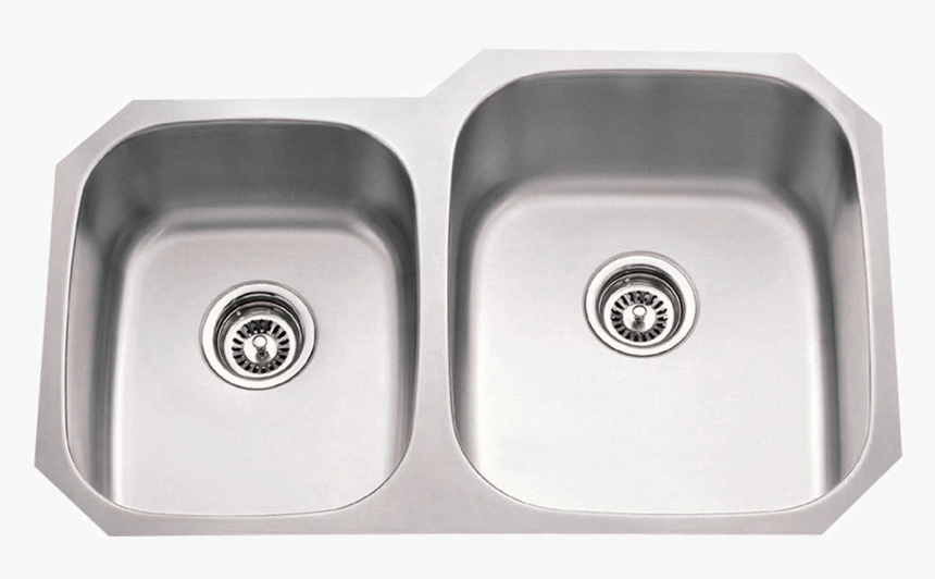 18 Gauge Kitchen Sink Two Unequal Bowls - Sink, HD Png Download