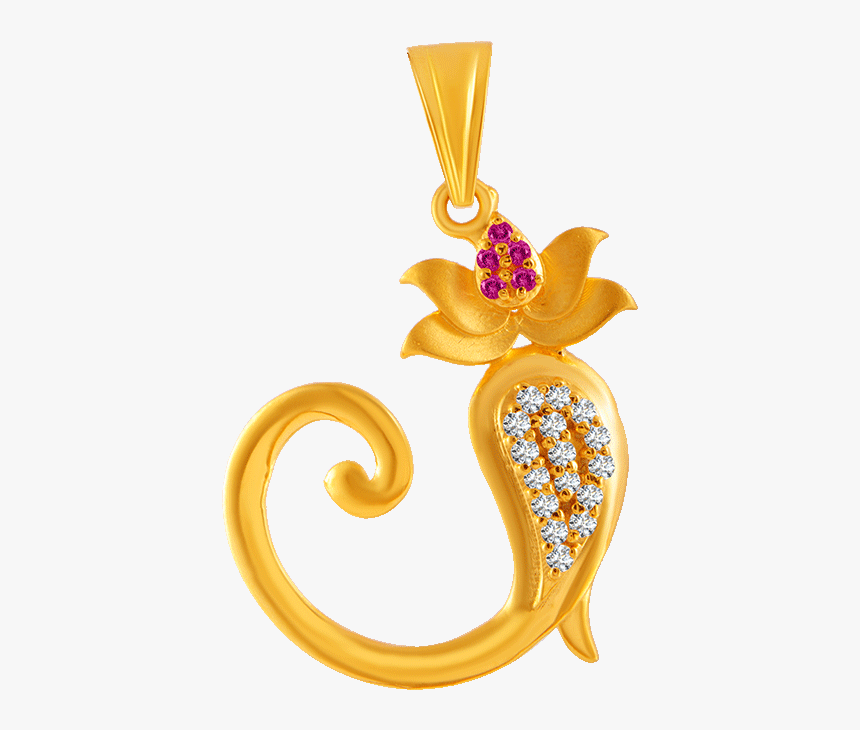 22kt Yellow Gold, American Diamond And Pearl Pendant - Pendant, HD Png Download