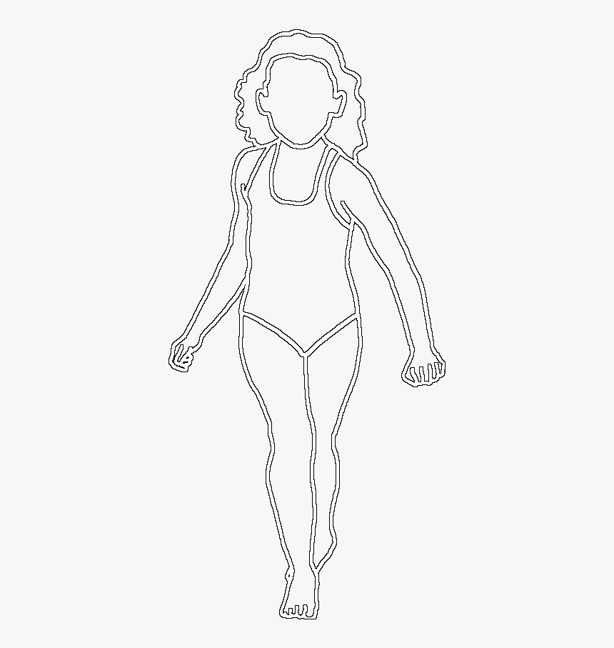 Silhouette Of Child Running - Line Art, HD Png Download