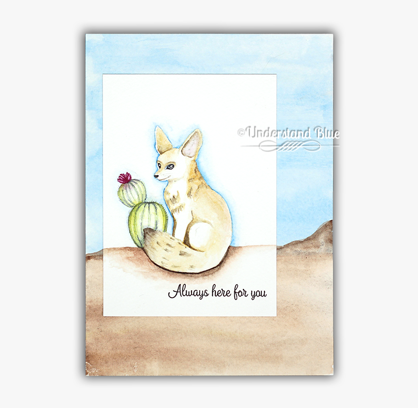 No-line Watercolor Fennec Fox By Understand Blue - Illustration, HD Png Download