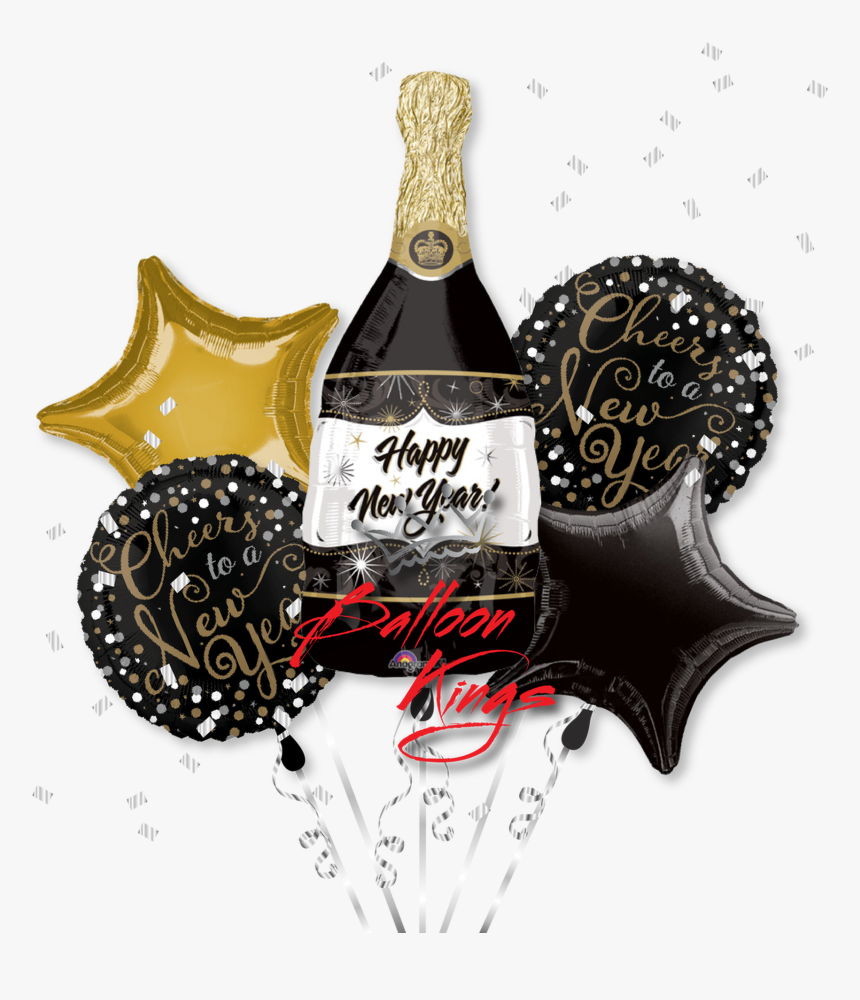 New Year Champagne Bottle Bouquet - Transparent Champagne Bottle Balloon, HD Png Download