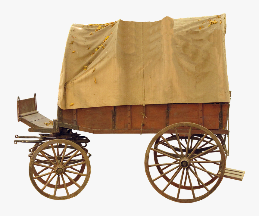 Covered Wagon, Wooden Cart, Spokes, Means Of Transport - Transparent Background Covered Wagon Png, Png Download