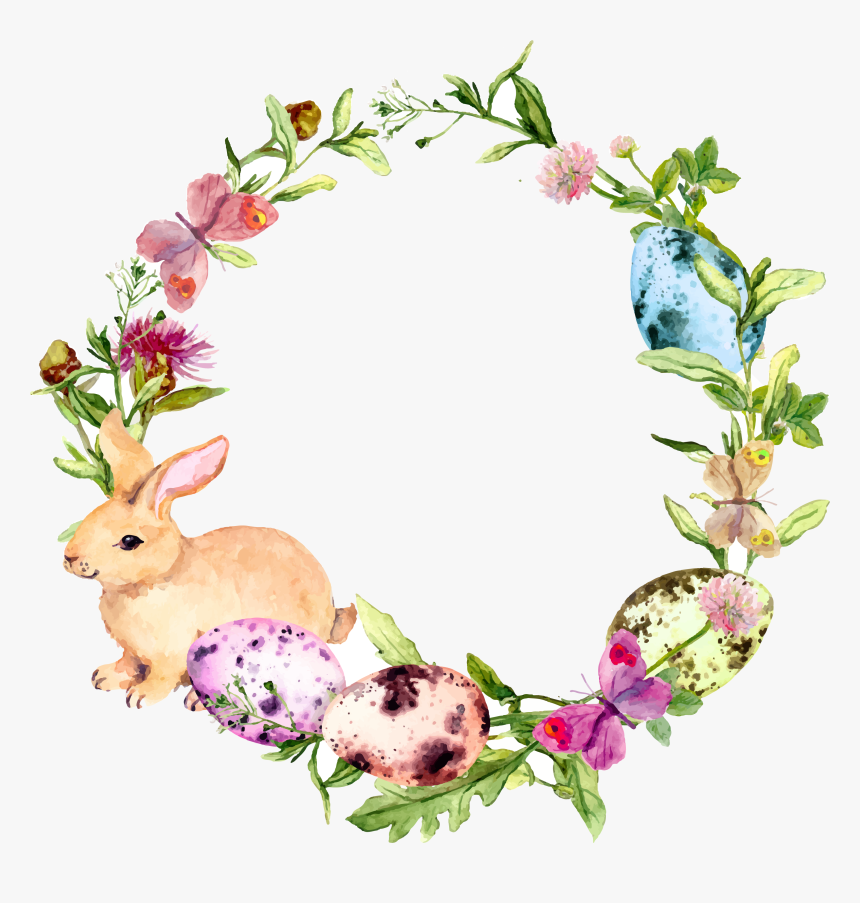 Easter Printed Designs - Easter Wreath Watercolour, HD Png Download
