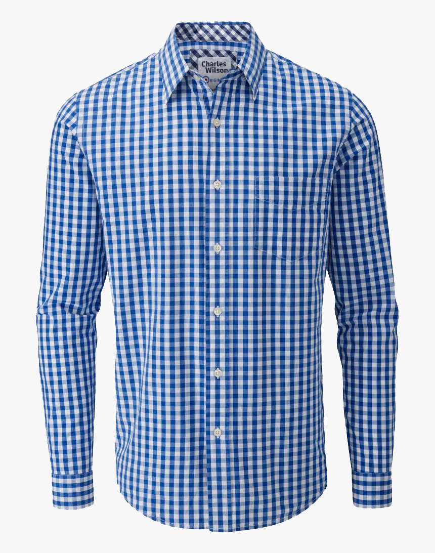 Blue Check Shirts Png Free Download - Button, Transparent Png