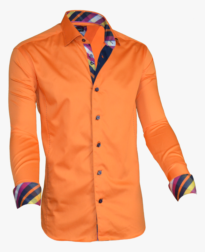 Check Shirt Png Pics - Orange Party Wear Shirt, Transparent Png