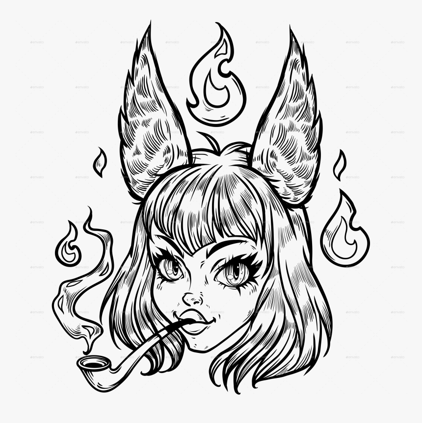 Anime Girl Fox Drawing, HD Png Download