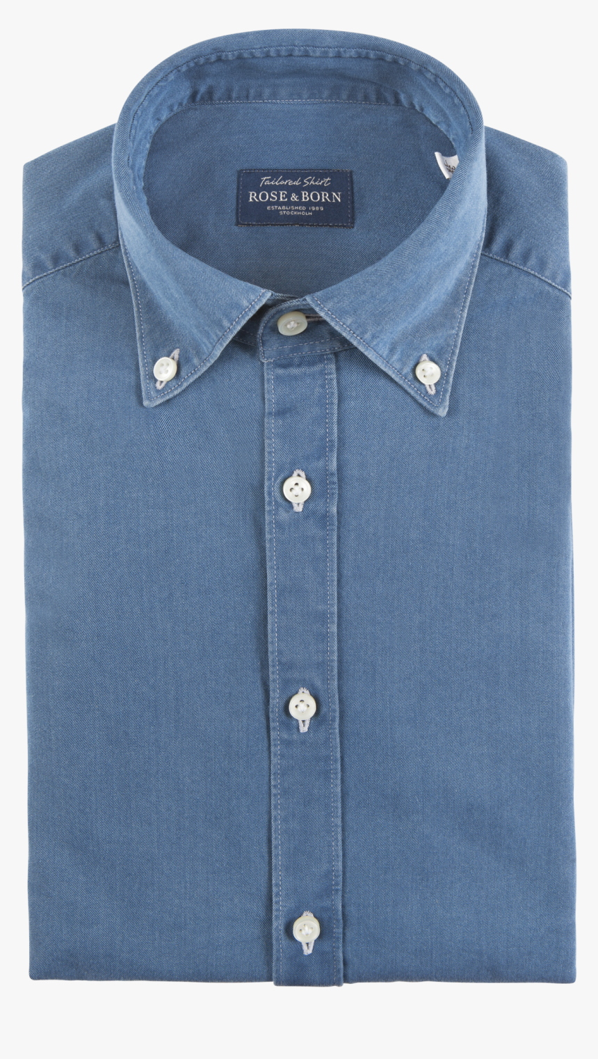 Mid Wash Button Down Denim Shirt 
 Title Mid Wash Button - Button, HD Png Download