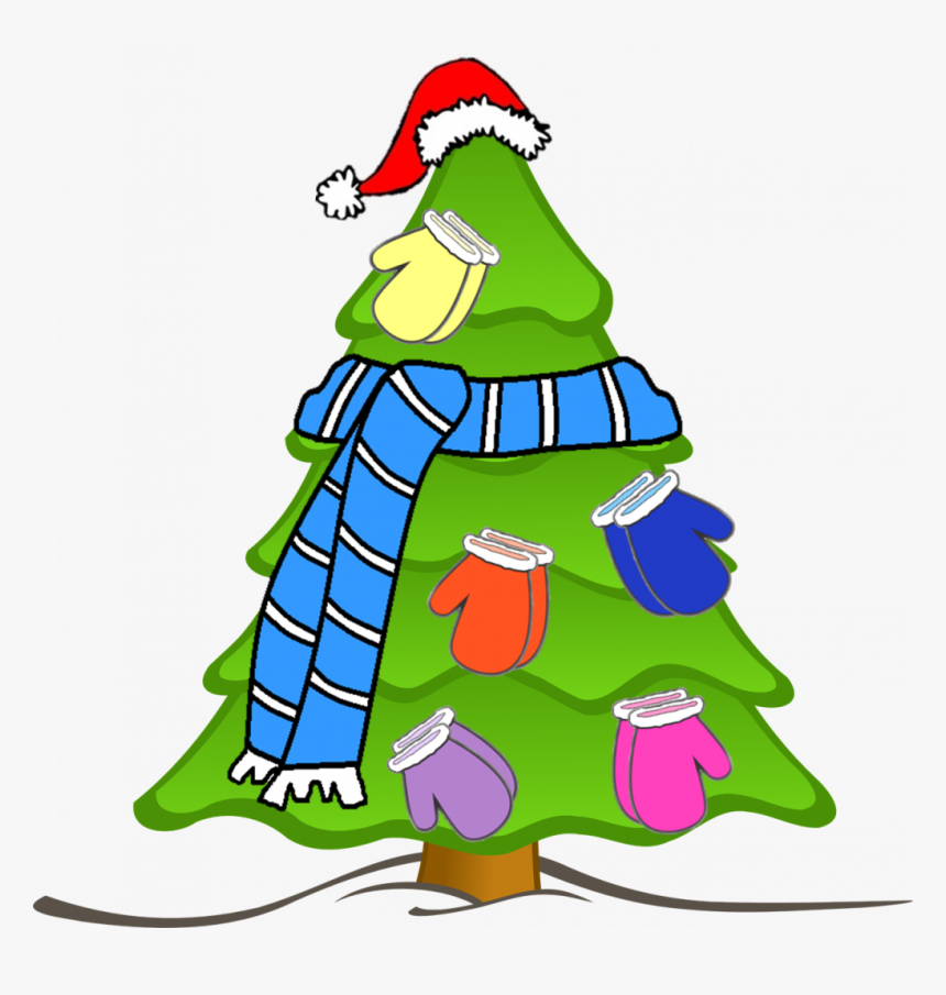 Scarf Hat Mitten Tree Clip Art Car Pictures Car Canyon - Christmas Tree Cartoon Png, Transparent Png