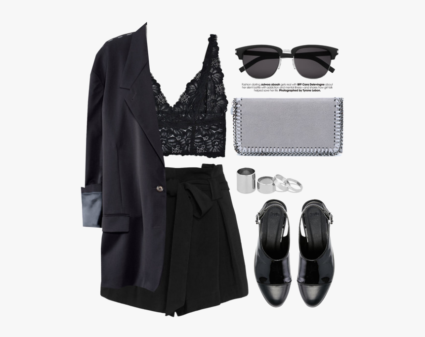 Fashion Shorts Clothing Black Suit With Women Clipart, HD Png Download