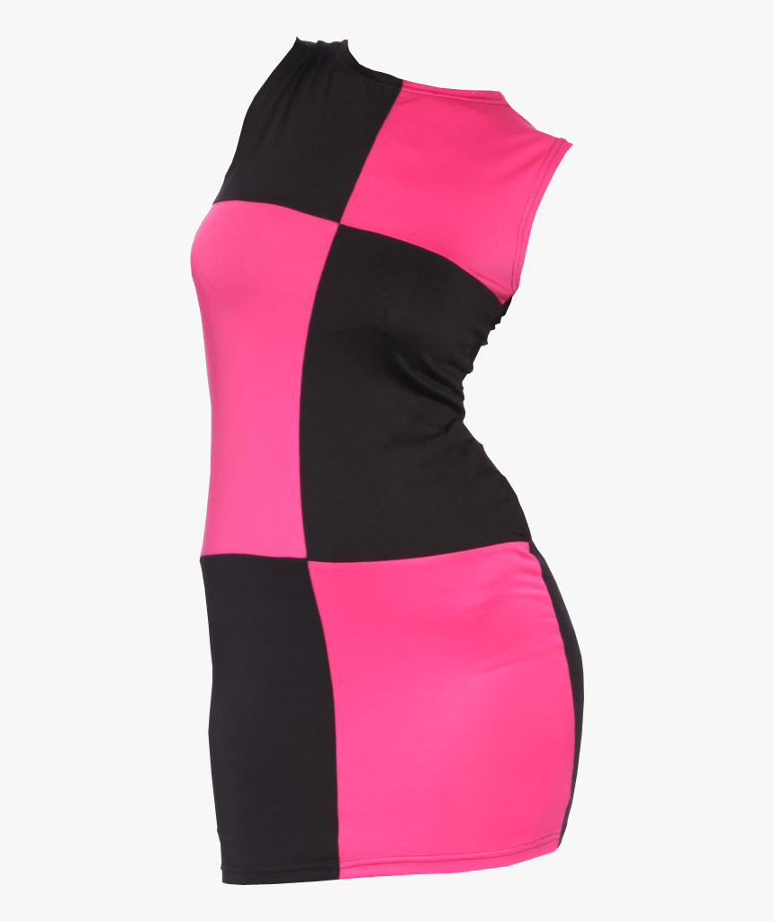 Sixties Pink And Black Dress Transparent Background - Transparent Background Dresses Png, Png Download
