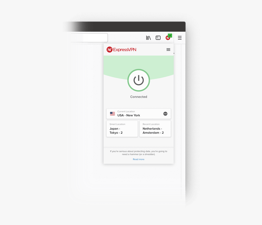 Close-up Of The Expressvpn Browser Extension For Firefox - Vpn Chrome Add Ons, HD Png Download
