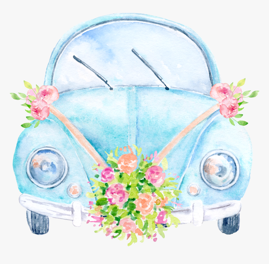 Car Invitation Volkswagen Wedding Free Hd Image Clipart - Floral Design, HD Png Download