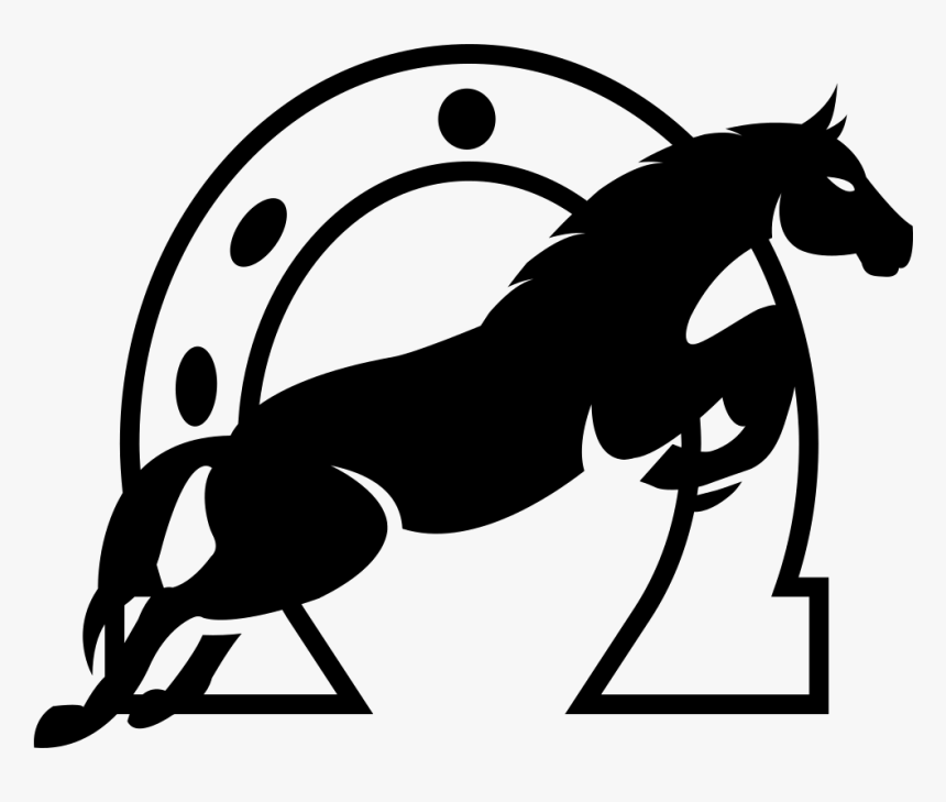 Jumping Horse In Front A Horseshoe Comments - Silueta Cabeza De Caballo Con Herradura, HD Png Download