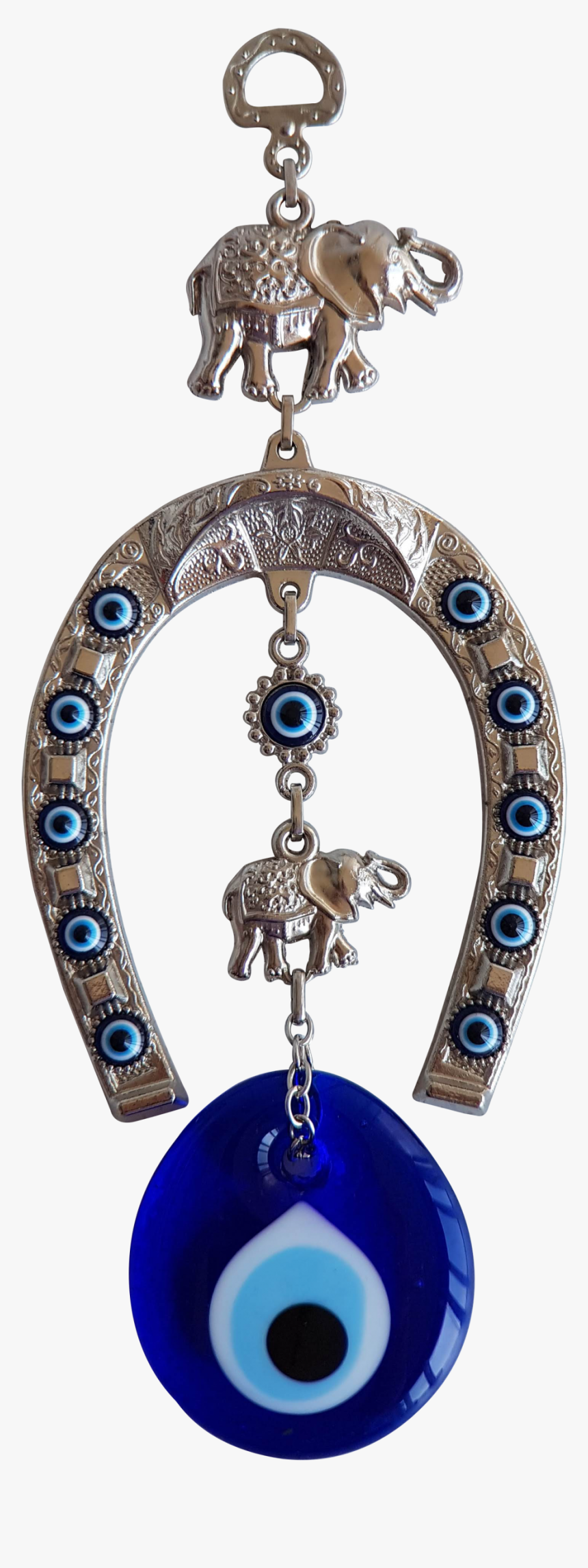 Bead Global Turkish Blue Evil Eye Horse Shoe With Elephant - Locket, HD Png Download