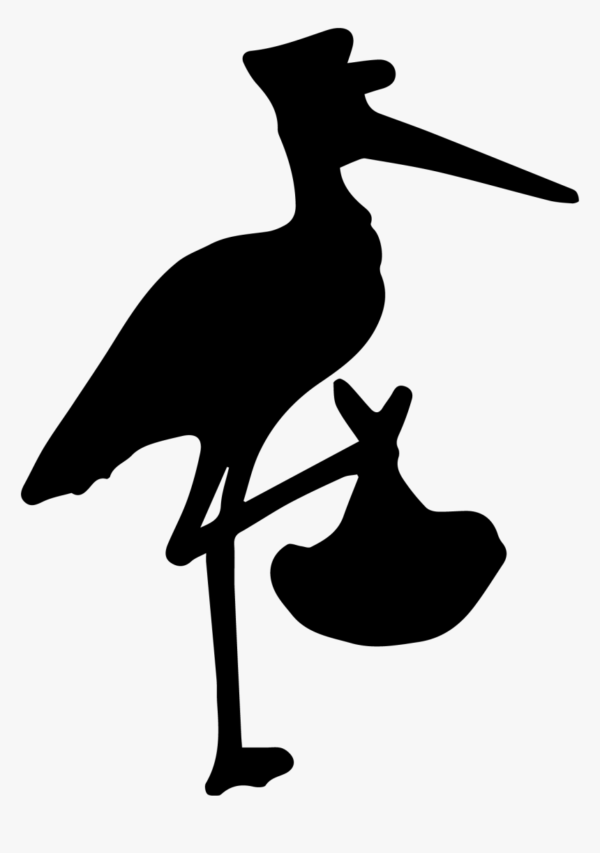 White Stork Black Stork Bird Clip Art Beak - Stork And Baby Silhouette, HD Png Download