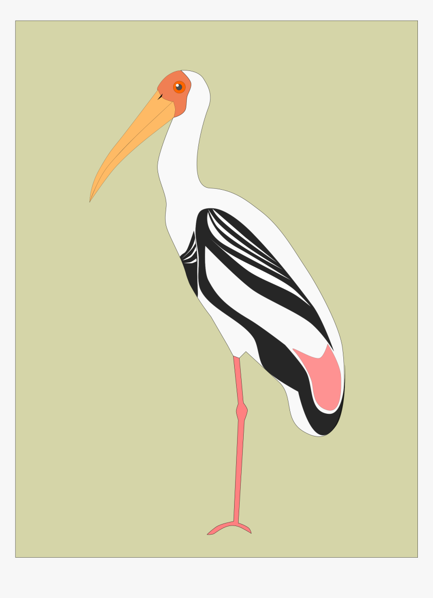 Stork Vector Svg - Painted Stork Illustration, HD Png Download