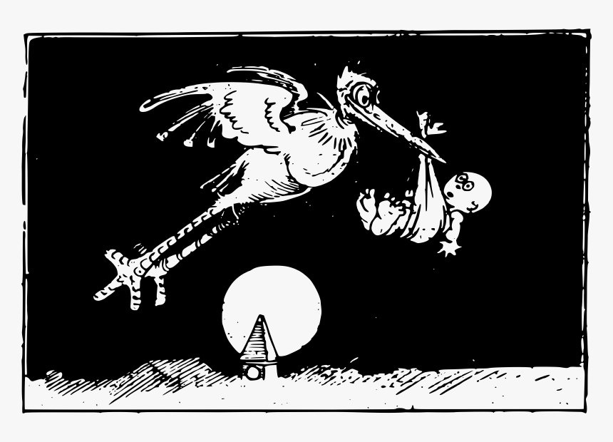 Flying Stork And Baby Clip Arts - Portable Network Graphics, HD Png Download