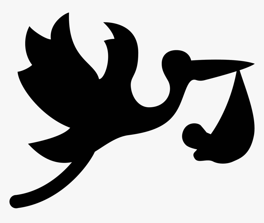 Flying Stork With Bundle Icon - Stork With Baby Icon, HD Png Download