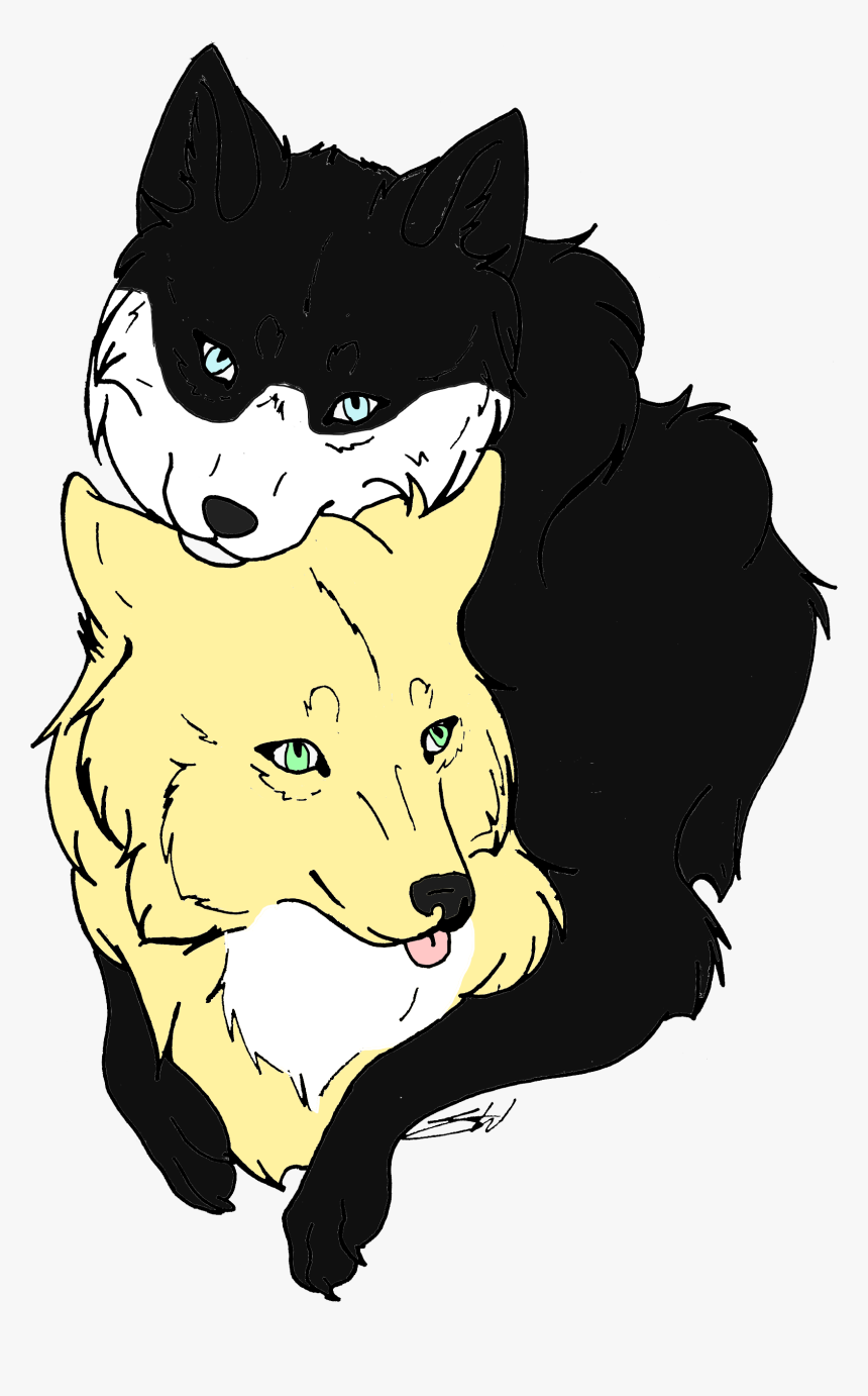 Sibling Wolf Lineart By Xx Auburn Wolf Xx-d567rqi - Wolf Wolf Lineart, HD Png Download