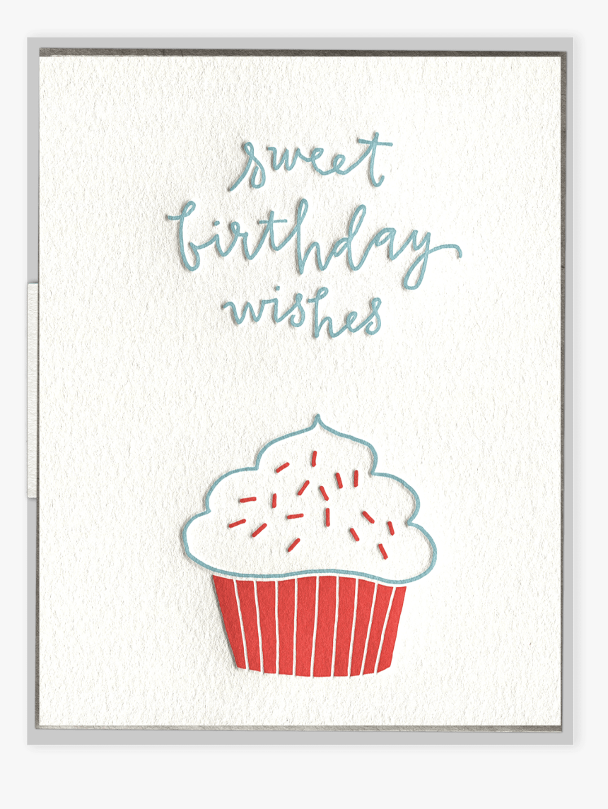 Birthday Cupcake Letterpress Greeting Card - Cupcake, HD Png Download