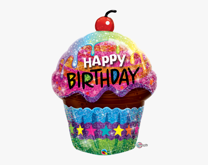 Birthday Cupcake With Balloons, HD Png Download