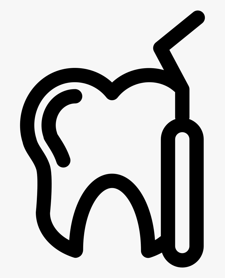 Dentist Tool And A Tooth Outline - Dentist Icon Png, Transparent Png