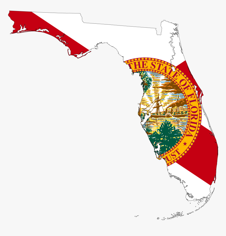 Florida Map Clipart - Florida Flag Map, HD Png Download
