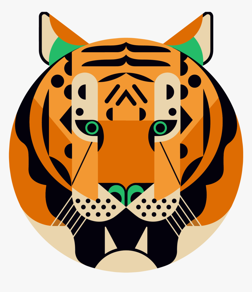 Tiger Logo 5 Head - Owen Davey Illustration Animals, HD Png Download