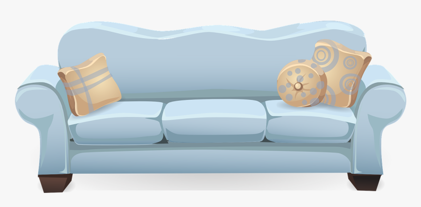 Couch, Sofa, Blue, Pillows, Cushions, Seating, Seat - Couch Clipart, HD Png Download