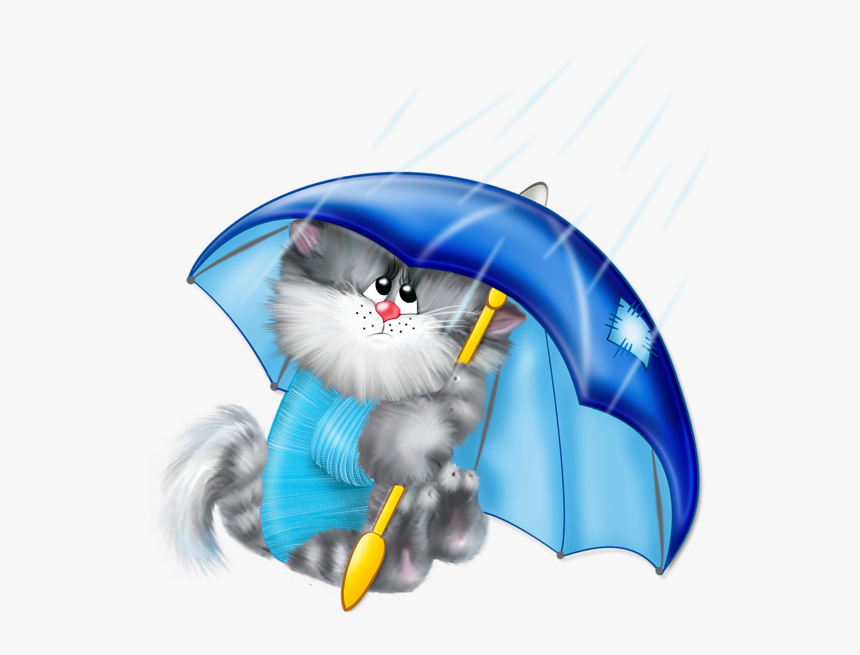 Cartoon Cat With Umbrella, HD Png Download