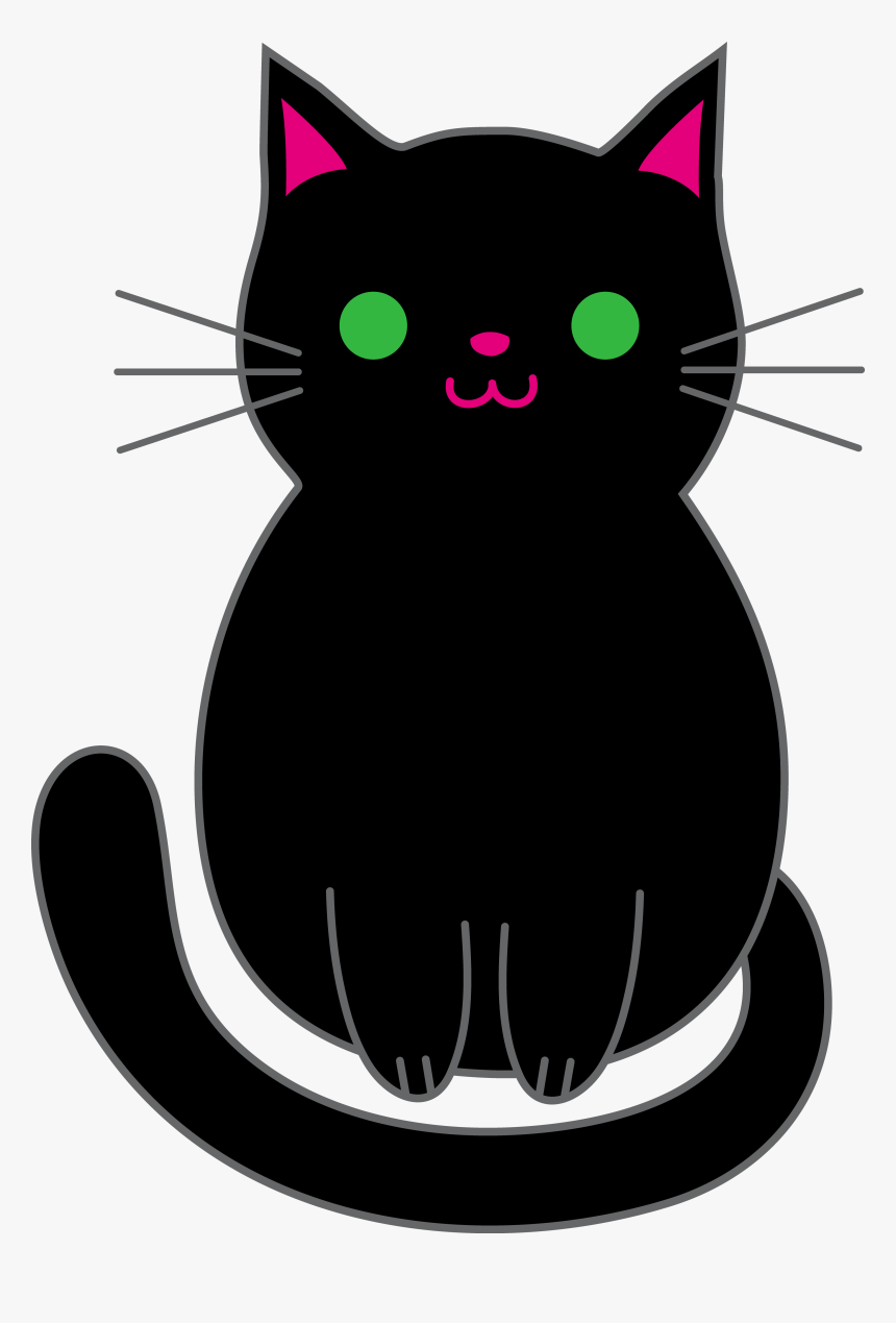 Clip Art Cute Black Cat, HD Png Download