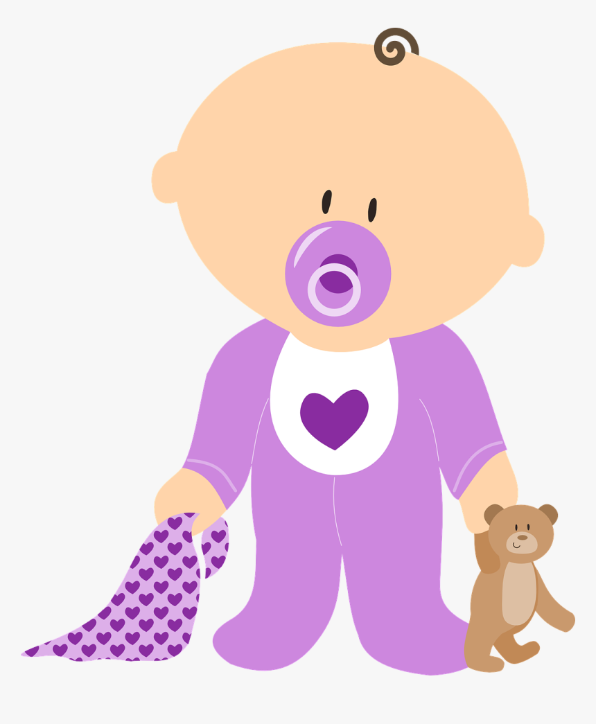 Hd Baby With Teddy Bear - Baby With Pacifier Clipart, HD Png Download