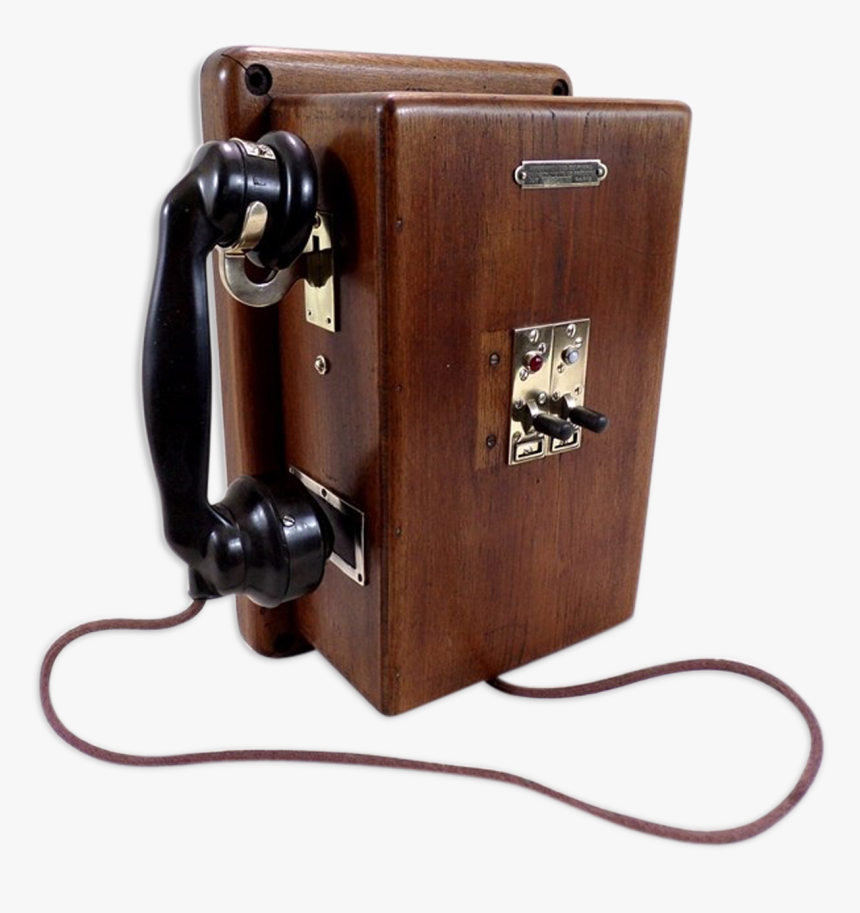 Phone Old Telephone Standard Wooden Brass And Metal - Plywood, HD Png Download