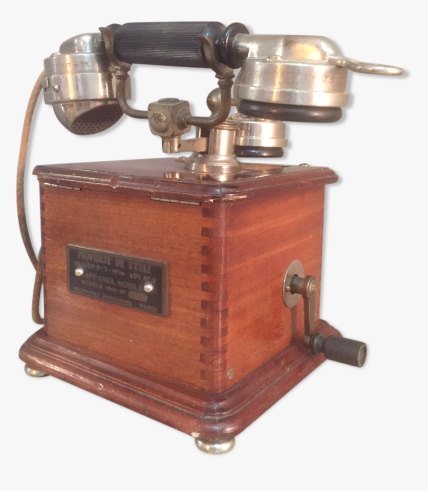 Old Phone For 30 Years In Wood And Metal - Téléphone Ancien En Bois, HD Png Download
