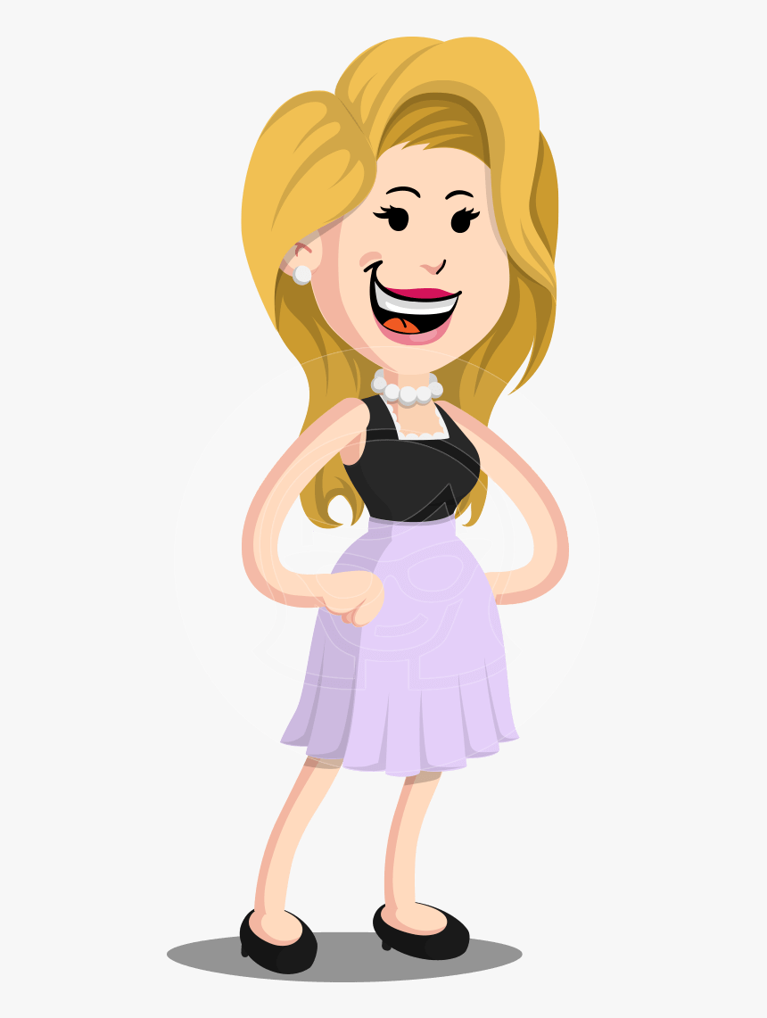 Flat Casual Blonde Female Cartoon Vector Character - Blonde Woman Cartoon Character, HD Png Download