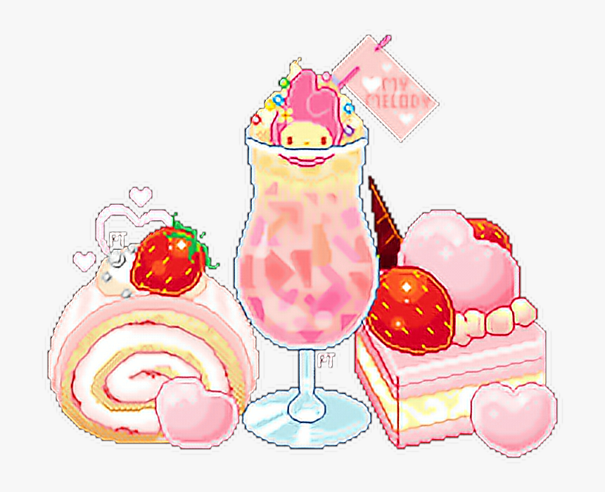 #kawaii #food #cute #sticker #pixel #art #pixels #girly - Pixel Art Kawaii Food, HD Png Download