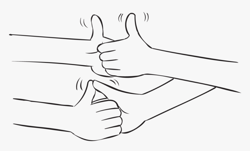 Two Sets Of Hands Gripped In A Fun Thumb Wrestling - Drawing, HD Png Download