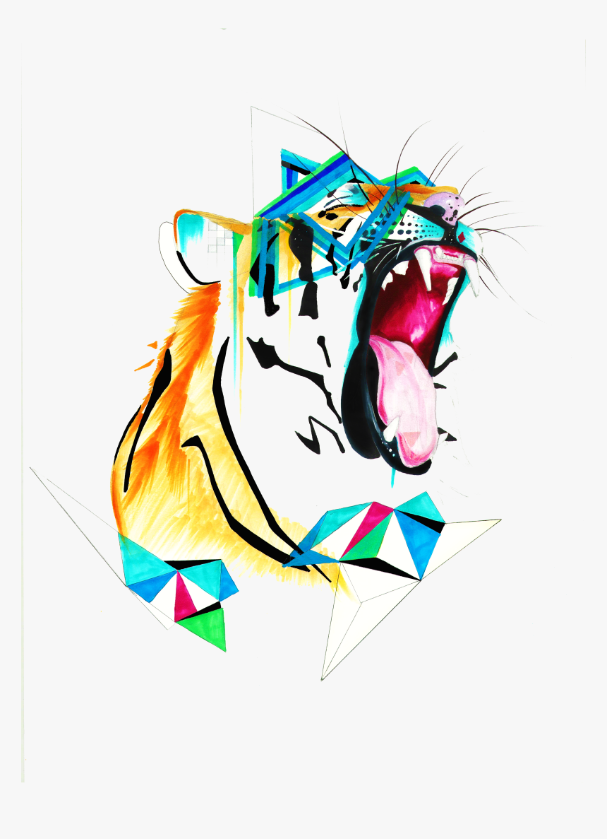 Artsy Drawing Artistic Tiger Abstract Png Transparent Png