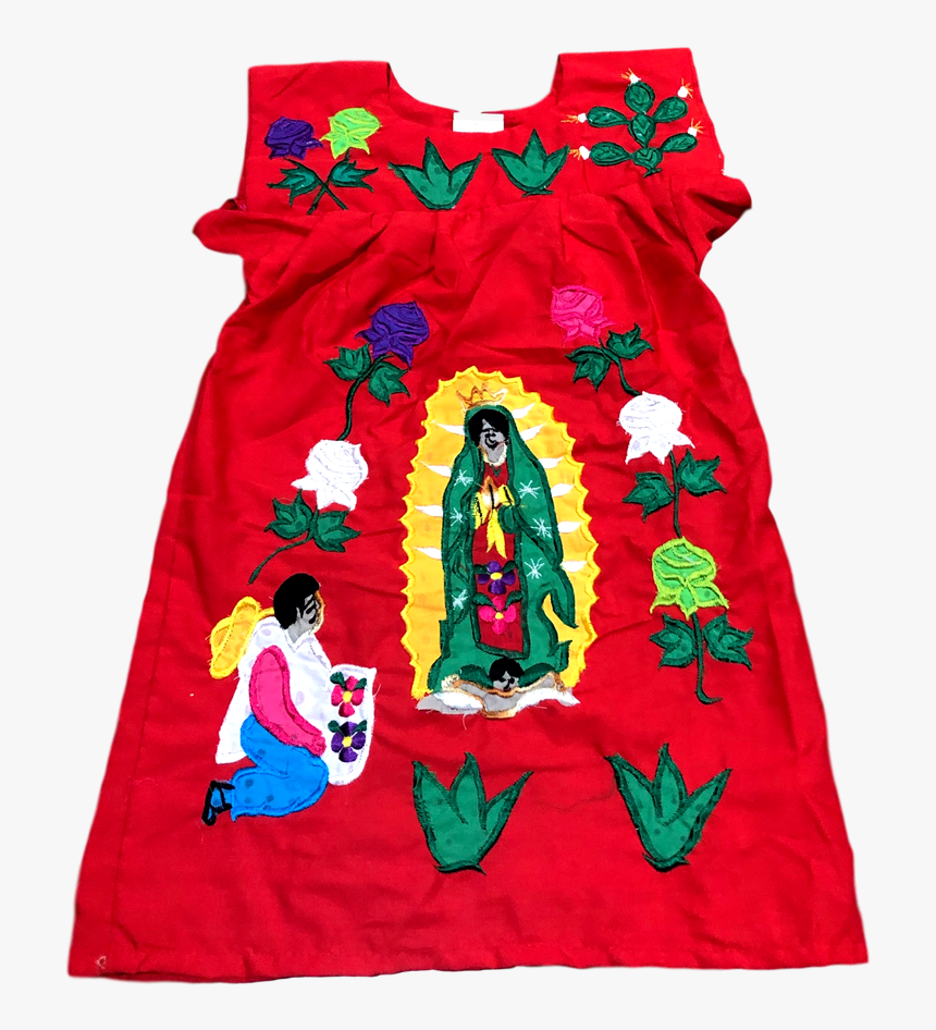 Apparel Dress Mexican Embroided Flowers Virgen De Guadalupe - Day Dress, HD Png Download