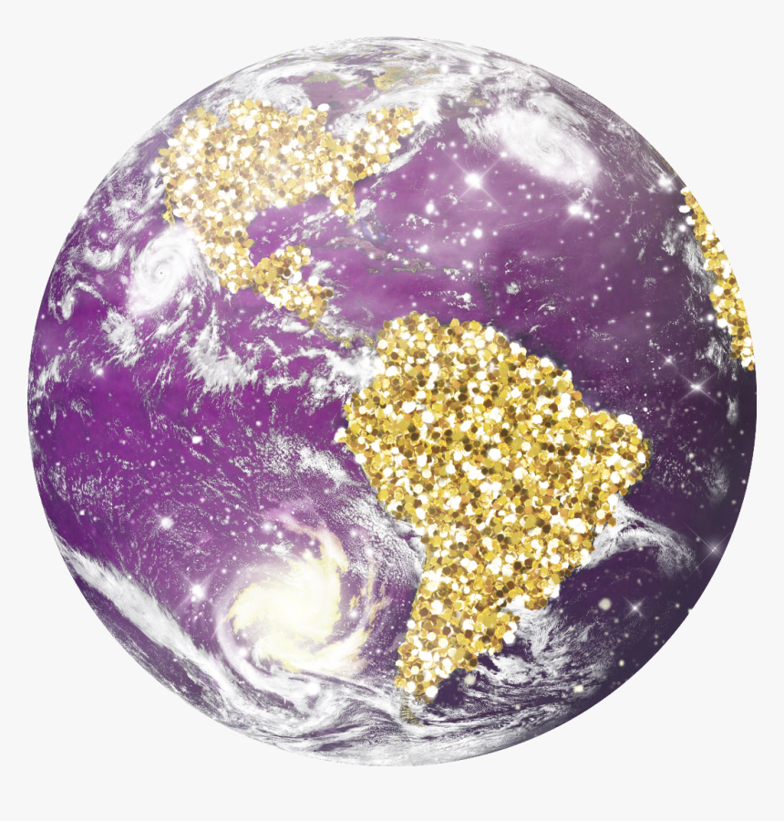 #earth #world #globe #planet #sparkle #glitter #gold - World Images Hd Png, Transparent Png