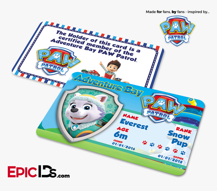 Paw Patrol Inspired Adventure Bay Paw Patrol Id Card, HD Png Download