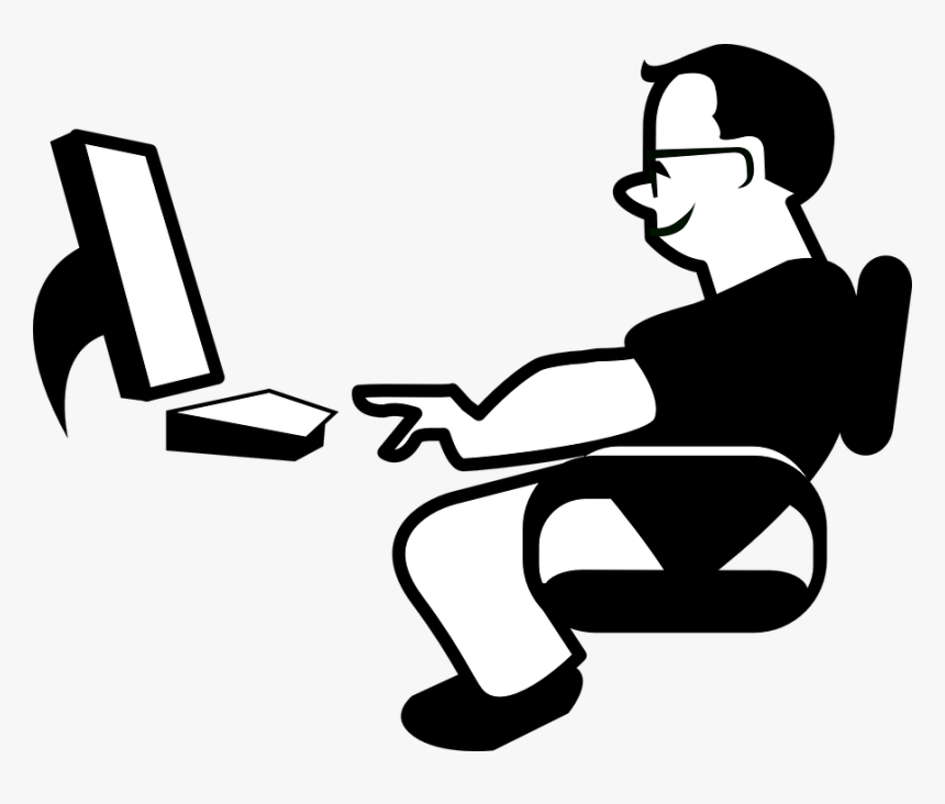 Person On Computer Drawing, HD Png Download