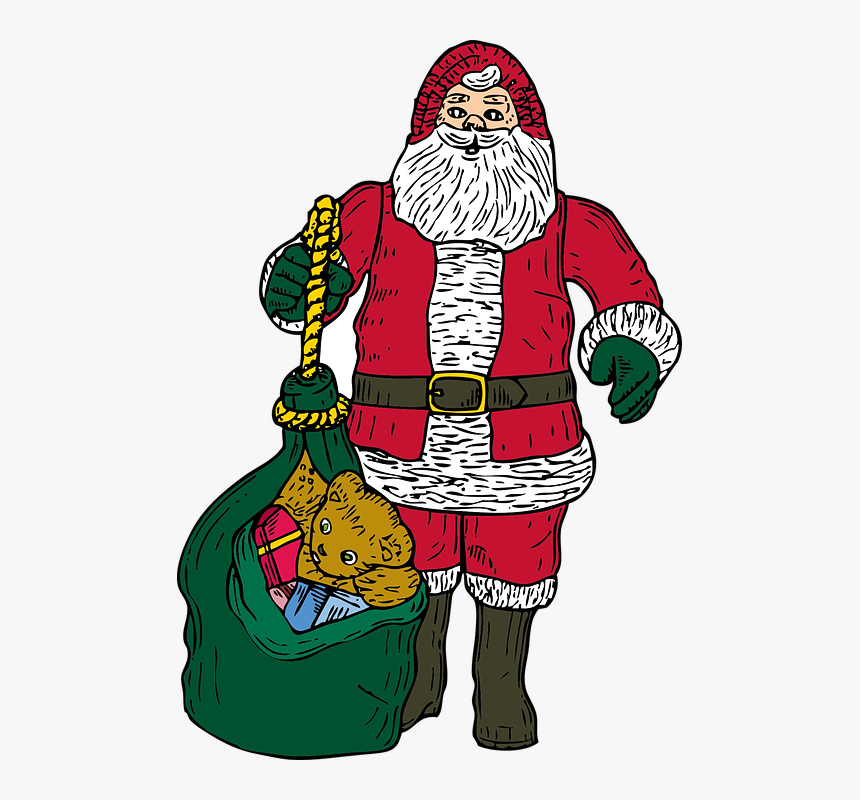 Santa Claus, Christmas, Xmas, Saint, Nicholas, Presents - Santa With Presents Image Png, Transparent Png