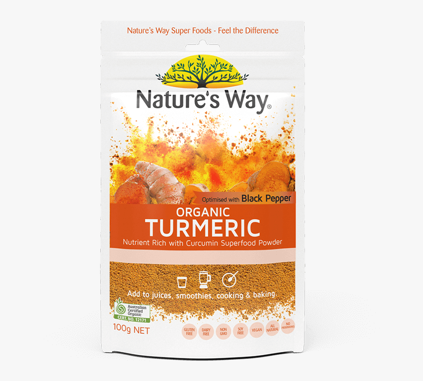 Nature S Way Superfoods Turmeric Powder 100g - Nature's Way Organic Turmeric, HD Png Download
