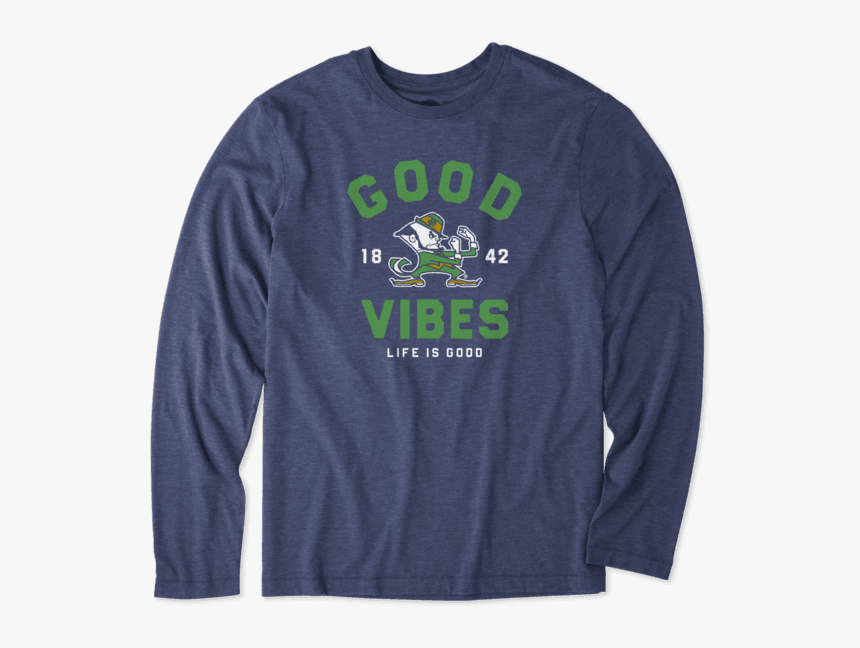 Men S Notre Dame Good Vibes Arc Long Sleeve Cool Tee, HD Png Download