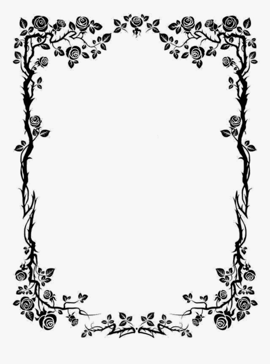 #rose #frame #border #square #rectangle #ivy #thorn - Free Flower Border Black And White, HD Png Download